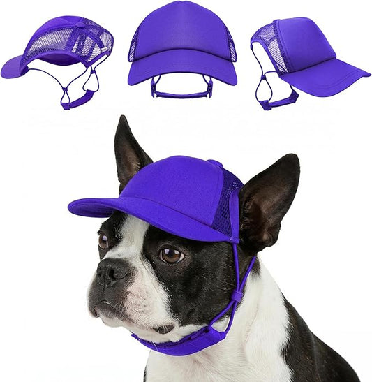 Tuff Pupper Dog Baseball Cap | UV Protection Dog Sun Hat | Breathable Lightweight Design | Secure Adjustable Chin Strap | Quick-Dry Fabric | Reinforced Brim | Small Medium Large Dogs (Purple, S)