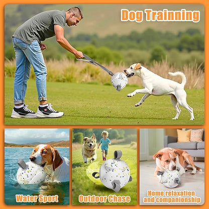 6 Inch Dog Ball Toys Interactive Soccer Ball with Straps for Tug of War Water Pet Toys Gifts for Puppy Birthday Indoor Outdoor for Fetch for Large Medium Dogs, White