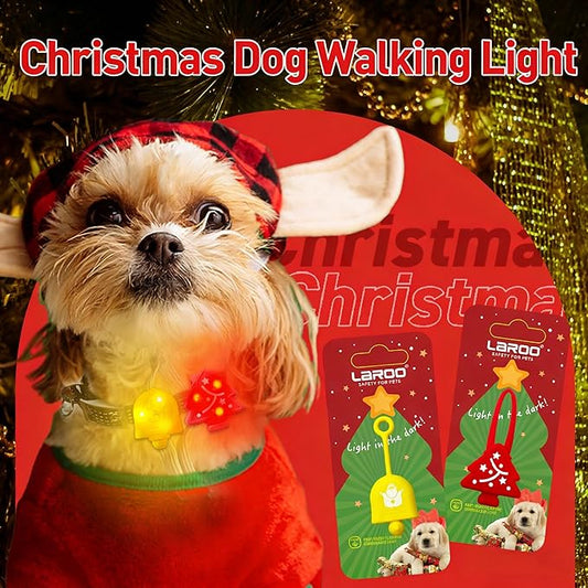 LaRoo Christmas Day Dog Lights for Night Walking,Led Dog Collar Lights for Nighttime Clip On Light up Dog Collar (Yellow)