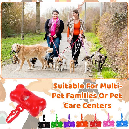 63 Pack Bone Shaped Poop Bag Dispenser, Dog Poop Waste Bag Holder Container with Hook, Leakproof Pet Waste Disposal Bags for Outdoor Pet Supplies 7 Colors