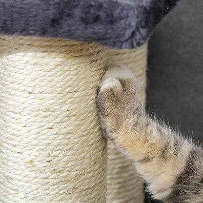 PawHut Cat Tree with 4 Steps for High Beds Couch, Cute Stair Shaped Cat Tree for Indoor Cats or Dogs w/Sisal Scratching Post, Climbing, Playing, Gray