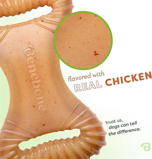 Benebone Dental Durable Dog Chew Toy for Aggressive Chewers, Real Chicken, Made in USA, Large