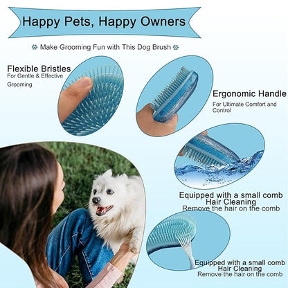 Gentle Grooming Puppy Brush with Gift Box ， Fit for Small Dog ， Yorkie, Shih Tzu, Maltipoo, Maltese and Pomeranian ，Toy Poodle Accessories, Soft Bristle (Glitter Blue)