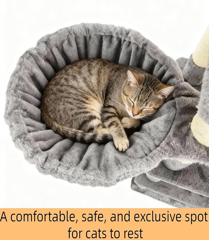 Cat Tree, 68-Inch Cat Tower for Indoor Cats, Plush Multi-Level Cat Condo with 7 Scratching Posts, 2 Perches, 2 Caves, Hammock (Darkgray)