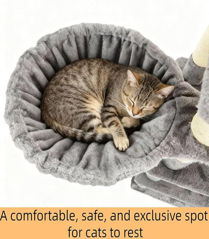 Cat Tree, 68-Inch Cat Tower for Indoor Cats, Plush Multi-Level Cat Condo with 7 Scratching Posts, 2 Perches, 2 Caves, Hammock (Darkgray)