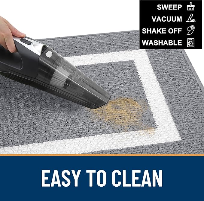 OLANLY Indoor Door Mat, 47x20, Non-Slip Absorbent Resist Dirt Entrance Mat, Washable Low-Profile Inside Entry Doormats for Entryway, Grey