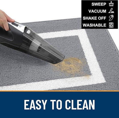 OLANLY Indoor Door Mat, 59x35, Non-Slip Absorbent Resist Dirt Entrance Mat, Washable Low-Profile Inside Entry Doormats for Entryway, Grey