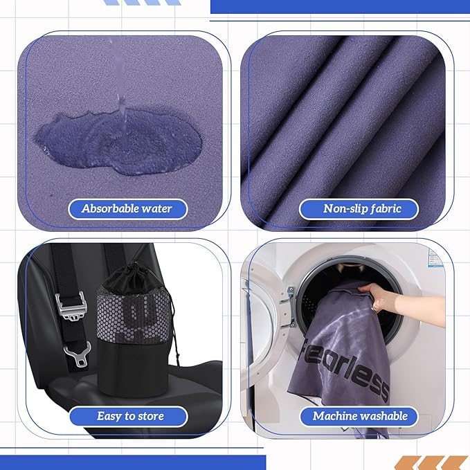 2 Pack Car Seat Towel Cover and Athletic Running Towel with Storage Bags, Sweat Washable Gym Seat Protector Non Slip for Dog Pet Workout Running Outdoor Sport Activities(Pure Gray)