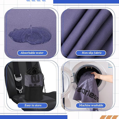 2 Pack Car Seat Towel Cover and Athletic Running Towel with Storage Bags, Sweat Washable Gym Seat Protector Non Slip for Dog Pet Workout Running Outdoor Sport Activities(Pure Gray)