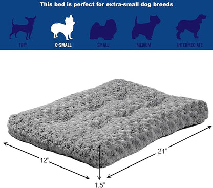 MidWest Homes for Pets XS QuietTime Deluxe Gray Ombré Swirl Plush Pet Bed, Machine Washable, Non-Skid Bottom, Soft Crate Mat for 22-inch Crates