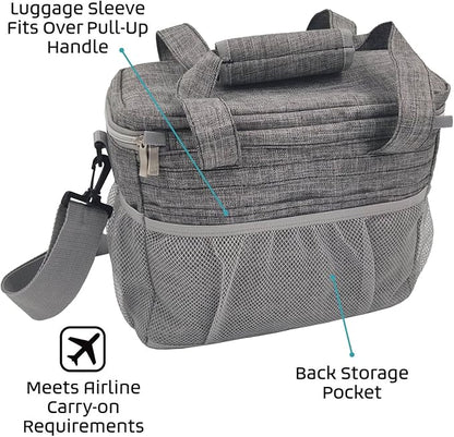 Mobile Dog Gear Week Away Dog Travel Bag (12"x6"x11", Heathered Gray) - Includes 2 Pet Food Storage Containers + 2 Collapsible Dog Water Bowls - Airline Approved Accessories, Great for Weekend Trips