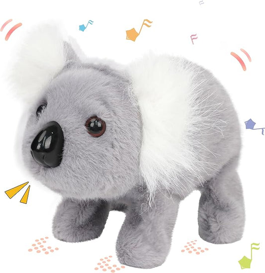 Hopearl Walking Koala Interactive Crawling Wild Animal Electronic Plush Toy Animated Gifts for Toddlers Birthday, Gray, 8''