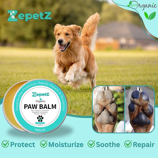 Lick-Safe Organic Paw & Nose Balm for Dogs, Cats – All-Natural, Hypoallergenic – Heals, Protects & Restores Dry, Cracked Paws, Snouts & Elbows – Aloe, Avocado Oil, Beeswax 1.75 oz - (2 Pack)