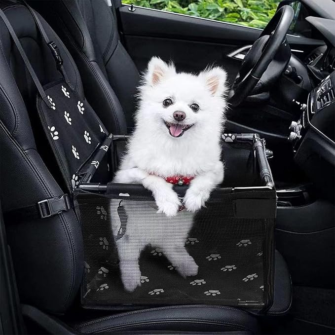 Dog Car Seats for Small and Medium Dogs,Portable Puppy/Pet Car Booster Seat with Clip-On Leash and Mesh Window for Pet Up to 20 lbs