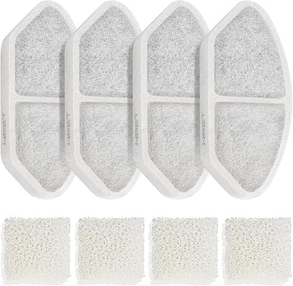 NPET Upgraded Design 4 Pack Replacement Filters for N280 Glass Pet Water Fountain Cat Water Dispenser