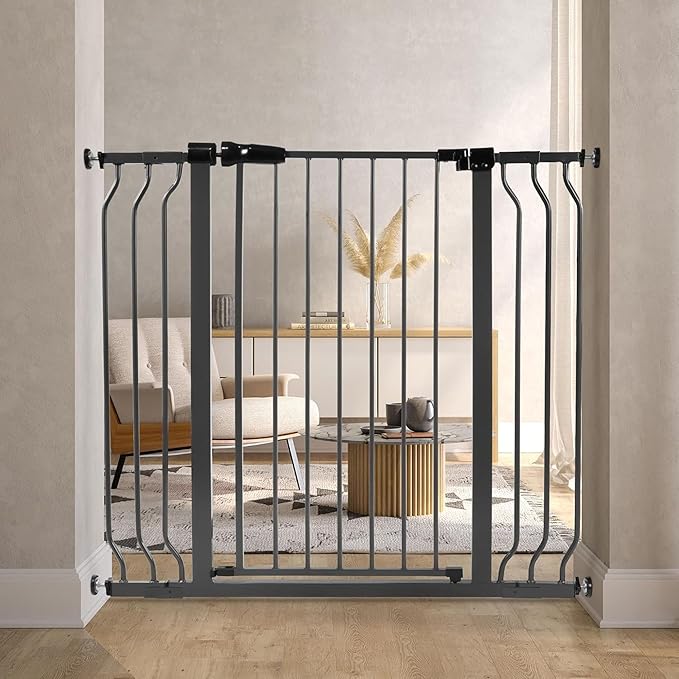BalanceFrom Easy Walk-Thru Baby and Pet Safety Gate with Hold-Open and Auto-Close – Adjustable Steel Barrier for Stairs, Doorways, and Hallways, No Drilling Installation