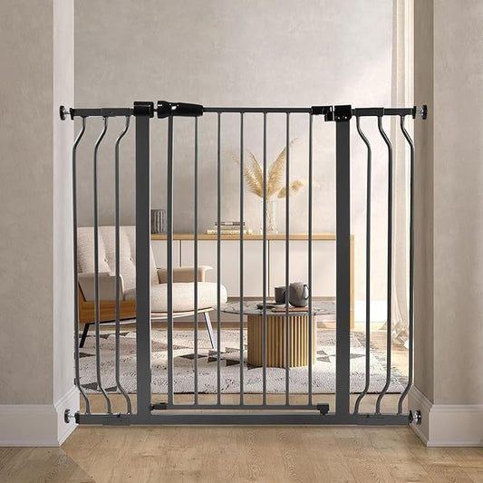 BalanceFrom Easy Walk-Thru Baby and Pet Safety Gate with Hold-Open and Auto-Close – Adjustable Steel Barrier for Stairs, Doorways, and Hallways, No Drilling Installation
