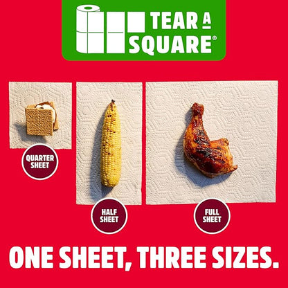 Brawny Tear-A-Square 3-Ply Paper Towels, 6 Double Rolls = 12 Regular Rolls (3 Packs of 2)