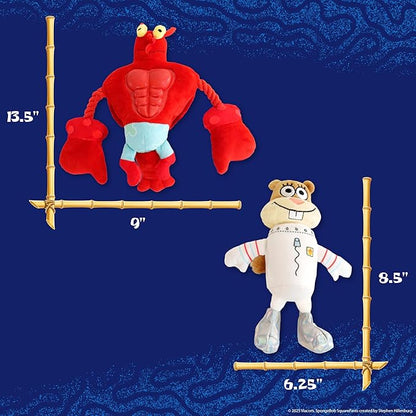 design LAB, Inc. Spongebob Squarepants Official Merchandise Squeaky Plush Dog Toys | 2-Pack Larry & Sandy Dog Toy with Squeaker and Tug Rope | Spongebob Squarepants Toys for Dogs