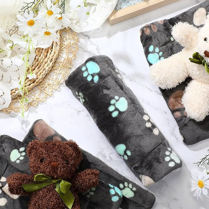 Tuanse 4 Pack Ultra Soft Dog Cat Bed Mat Small Animal Guinea Pig Bed with Cute Print Reversible Fleece Dog Crate Kennel Pad Cozy Washable Thickened Hamster Pet Beds Mat(13 x 10 Inches,Black)