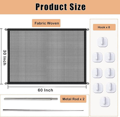 Mesh Dog Gates for Pets, Magic Pet Gate for The House, Portable Indoor Puppy Safety Fence Guard for Stairs and Doorways, Easy Install Anywhere,60" W x 30" H, 8 Hooks