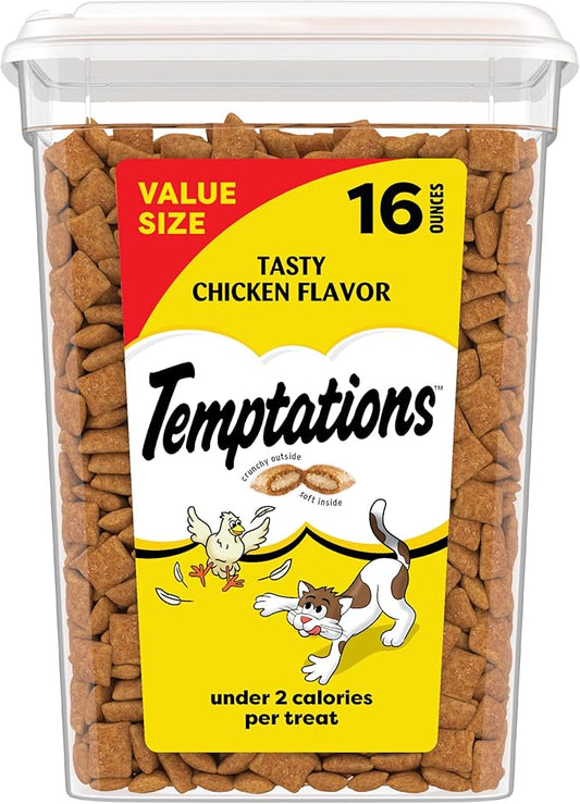 Temptations Cat Treats Classic Crunchy and Soft Cat Treats, Tasty Chicken Flavor, 16 oz. Tub
