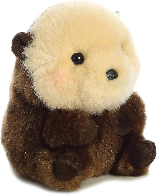 Aurora® Playful Rolly Pet™ Smiles Sea Otter™ Stuffed Animal - Compact Size for On-the-Go Fun - for Adults, Kids, Birthdays, and Anniversaries - Brown 5 Inches