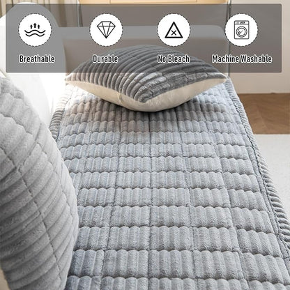 LiveGo Pet Couch Cover Dogs Washable Non-Slip Couch Protector Pet Friendly Dog Mat for Couches and Sofas (Light Gray, 90x180 cm / 35.4x70.9 in)