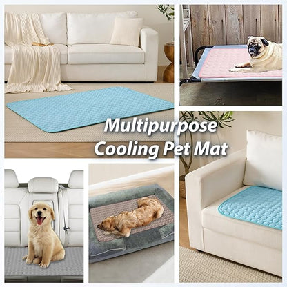 MICROCOSMOS Summer Cooling Mat & Sleeping Pad- Water Absorption Top, EZ Clean, Easy Carry, Materials Safe. Keep Cooling for Pets, Kids and Adults.(Pink, 59" x 40")