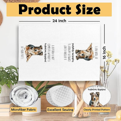 Australian Shepherd Dog Kitchen Towels Set of 2, Funny Dog Kitchen Decor, Dogs Gifts for Women Men Hand Towel, Pet Owner Gift Decorative Tea Towels Dish Towel 16x24 Inch