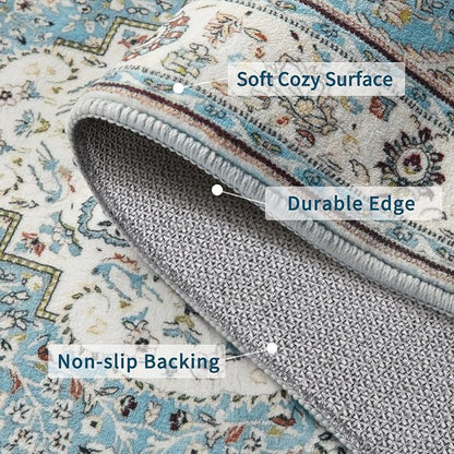 Ciicool Washable Runners Area Rug for Hallways, Ultra Soft 2'6 "x8' ft Boho Print Non-Slip Vintage Oriental Medallion Long Carpet for Kitchen Bedroom Laundry Bathroom