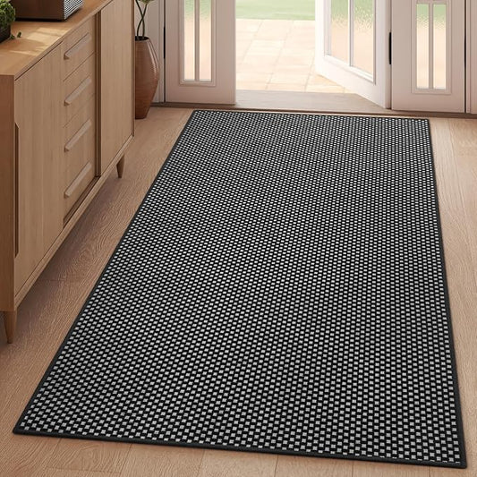 3x5 ft Area Rug Entryway Runner Rug Non Slip Washable, Boho Woven Kitchen Runner Rugs Door Mat Entry Rugs Carpet for Indoor Foyer Backdoor Hallway Floor Bedroom Living Room, Black