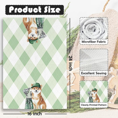 Golf Dog Kitchen Towels - Shiba Inu Dish Towels, Sports Gifts, Pet Golf Club Decorative Absorbent Dishcloths Hand Towels for Kitchen Gym Spa Decor 16x24 Inches
