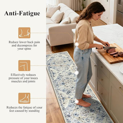 Ileading Anti Fatigue Kitchen Rugs Sets of 2 Cushioned Kitchen Mats for Floor Waterproof Kitchen Mat Set Non Slip Comfort Standing Mat for Kitchen, Office, Sink, Laundry
