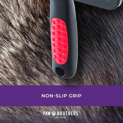 Ryan's Pet Supplies Paw Brothers Hard Pin Curved Back Slicker Brush for Dogs, Professional Grade, Stainless Steel Pins, Ergonomic Handle, Dematt and Detangle, Large, 4.5 in.