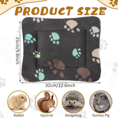 Tuanse 4 Pack Ultra Soft Dog Cat Bed Mat Small Animal Guinea Pig Bed with Cute Print Reversible Fleece Dog Crate Kennel Pad Cozy Washable Thickened Hamster Pet Beds Mat(13 x 10 Inches,Black)