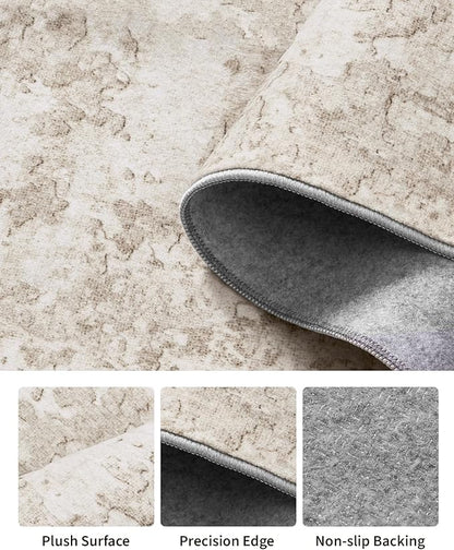 Art&Tuft Non-Slip Runner Rug - 2‘6x8 Runner Rug Washable Low-Pile Rugs Runners, Soft Distressed Carpet Runner for Bedroom Bathroom Kitchen Laundry Living Room, Beige