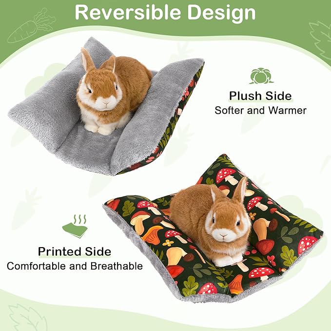 Rabbit Bed 15"X14"Thickened and Soft Bunny Bed Washable Cuddle Cushion Plush Mat Double-Sided Plush Small Pet Flop Mat Cotton Pillow for Rabbit