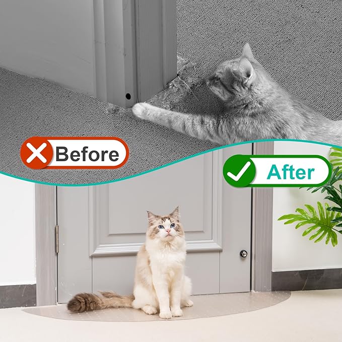 Uross Semi-Circular Carpet Protector for Pets 2PCS, Plastic Cat Carpet Protector for Doorway, Cat Scratch Protector Mat, Cat Ripping Up Carpet Under Door Scratch Stopper