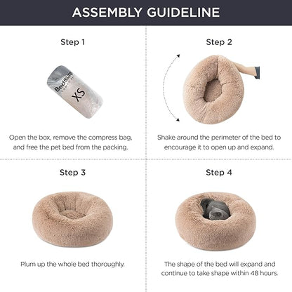 Bedsure Calming Cat Beds for Indoor Cats - Small Cat Bed Washable 20 inches, Anti-Slip Round Fluffy Plush Faux Fur Pet Bed, Fits up to 15 lbs Pets, Navy