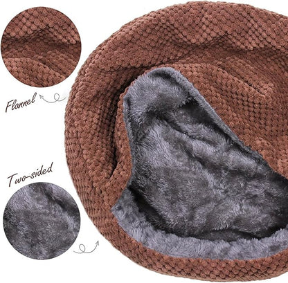 Winsterch Large Cat Cave - Soft, Enclosed & Washable for Indoor/Outdoor Cats & Kittens, Anti-Slip Bottom, Calming, Covered Bed (Coffee, 16.5 x 16.5 x 7.48 in)