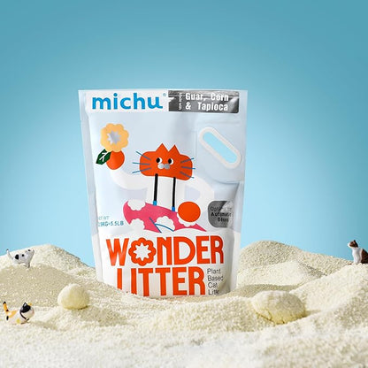 Michu Tofu Cat Litter Natural Clumping Tofu Cat Litter 5.5lb/88oz 5 Scents (Watermelon + Wonder Litter, 2 Pack)