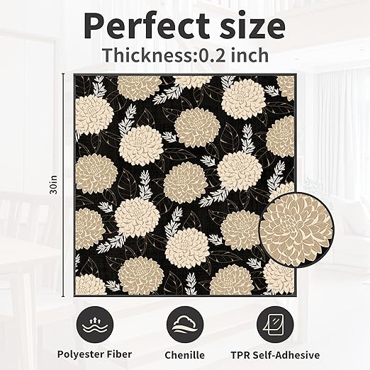 Non-Slip Carpet Stair Treads 1PCS, 30"x30" Peel and Stick Stair Runner for Wooden Steps Indoor, Washable Reusable Adhesive Backing, Pet-Friendly Safety Mats for Kids, Elders, Dogs