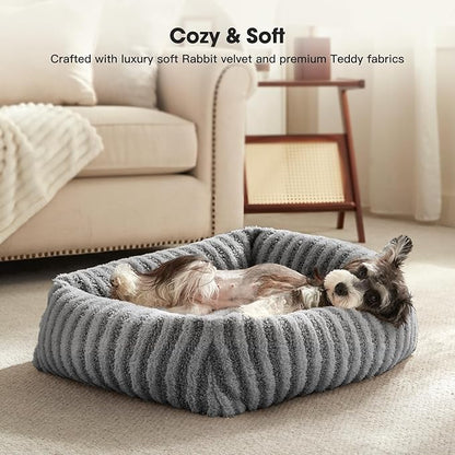 MIXJOY Dog Bed Large Size, Washable Large Dogs Bed with Removable Cover, Rectangle Doggy Beds for Big Dogs, Soft Warming Calming Pet Bed with Non-Slip Bottom, 36"x27"x8", Grey