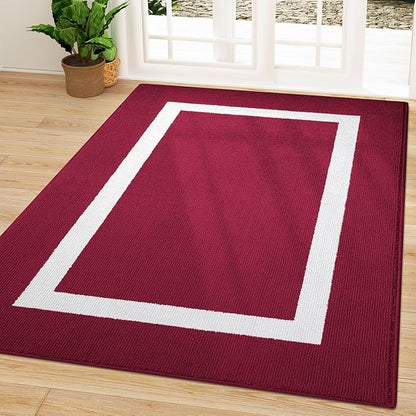 OLANLY Indoor Door Mat, 59x35, Non-Slip Absorbent Resist Dirt Entrance Mat, Washable Low-Profile Inside Entry Doormats for Entryway, Red