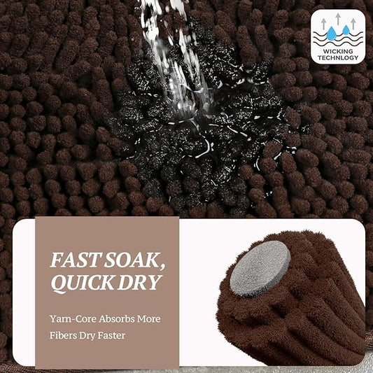 VIVAGLORY Dog Door Mat Absorpmax Dog Rug for Muddy Paw, Mat for Muddy Paw Door Indoor Floor Entryway, Waterproof Washable & Water Absorbent Dirt Trapper, 35" × 25", Brown