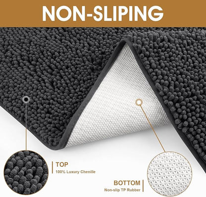 Extra Large Dog Door Mats for Muddy Paws, 71" x 25" Chenille Absorbent Mud Mat for Dogs, Non Slip Heavy Dog Rugs For Muddy Paws, Soft Indoor Door Mat for Entryway, Mud Paw, Inside Floor, Dark Grey