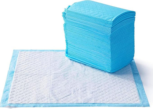 Amazon Basics Heavy Duty Dog and Puppy Pee Pads, Leak-Proof 5-Layer Super Absorbent, Quick-Dry Surface for Potty Training, Regular Size, 24x23", Blue & White, 50 Count