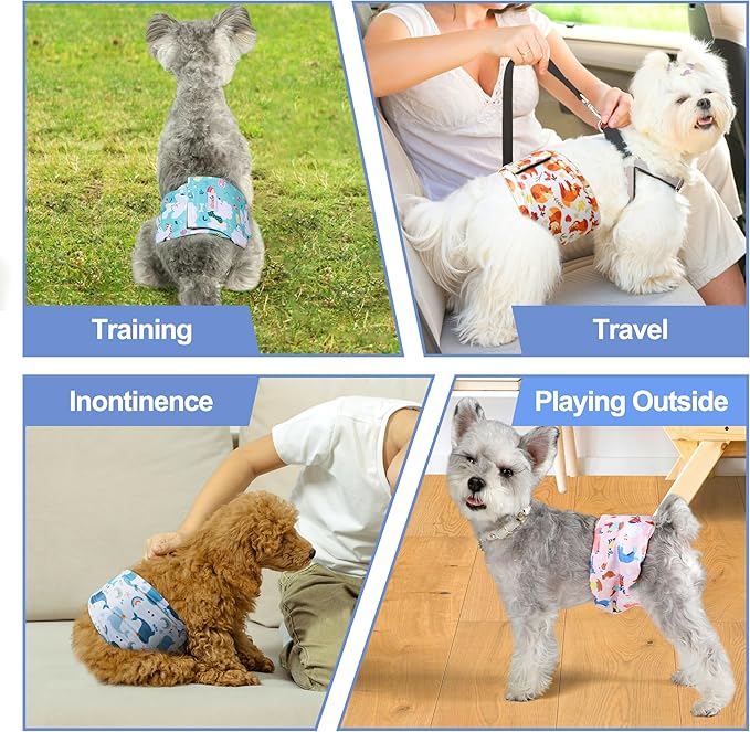 5 Pack Dog Diapers Male Reusable, Premium Belly Bands for Dogs, High Absorbing Male Dog Pee Wraps for Doggie in Incontinence or Excitable Urination,Squirrel XS