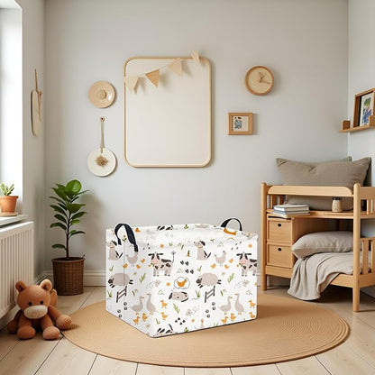 Rectangular Baby Kids Storage Basket Boys for Home Kitchen Girls Cute Toy Storage Bin Organizer Shelf Book Room Decor(Farm)